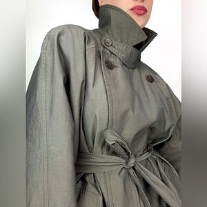 80s Vintage Trench Coat Funnel Neck Oversized Volume 1980s Chic Minimal Bassette